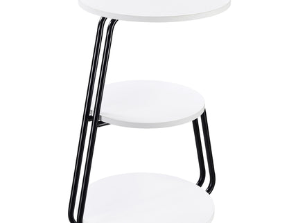 Dixon - 3 Tier Round Accent Side Table With Slim Legs - White / Black