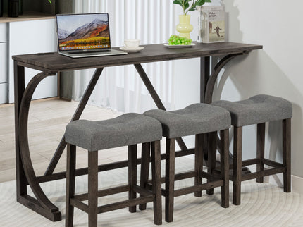 Bar Table Set With 3 Padded Stools