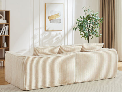 Minimalist 3 Seater Sofa With Curved Lines And Gently Sloped Backrest