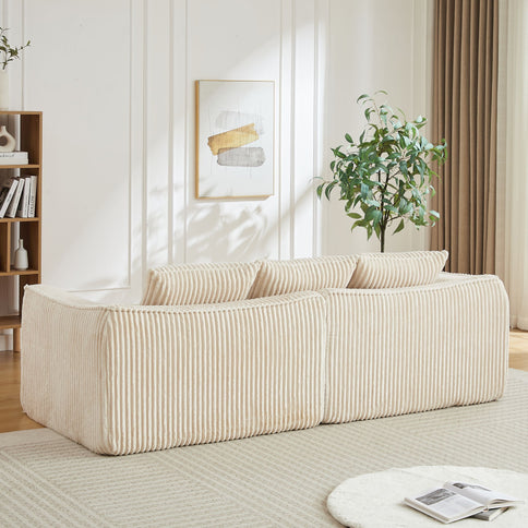 Minimalist 3 Seater Sofa With Curved Lines And Gently Sloped Backrest