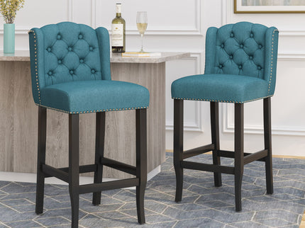Vienna - Contemporary Fabric Tufted Wingback Counter Stools (Set of 2)