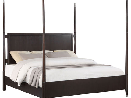 Niguel - Queen Size 4 Poster Bed With Finials, Floating Headboard - Brown