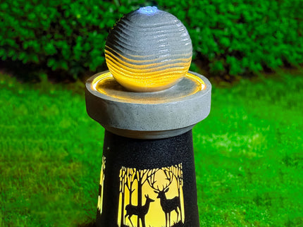 Outdoor Garden Lantern With Warm LED Light Deer Silhouette Decorative Landscape Light For Patio - White / Gray
