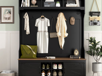 Farmhouse Hall Tree With Bench And Shoe Storage