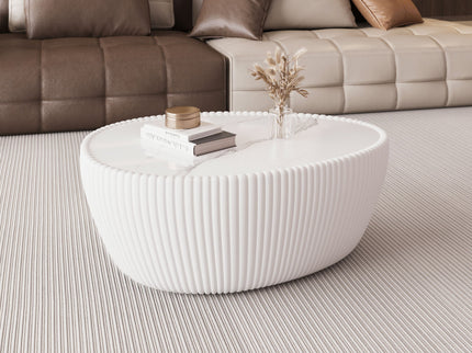 Goose Egg Shape Coffee Table For Living Room - White Pu