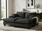 Black / 3 Pc. 2 Seater Sectional, 2 Ottomans