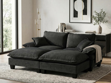 Modular Sectional Sofa With Movable Ottoman & Pillows