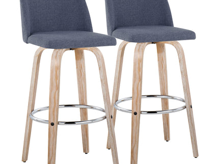 Toriano - Contemporary Fixed Height Barstool With Swivel & Round Footrest (Set of 2)