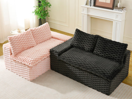 Multifunctional Sofa Pink Black, Fits 4 People