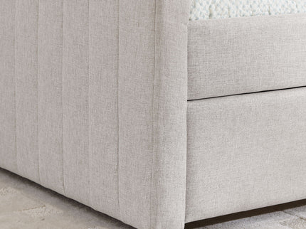 Upholstered Daybed With Trundle With Vertical Stripes