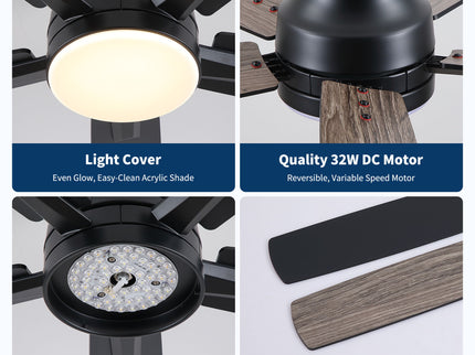 Mordern Flush Mount Ceiling Fan With Light And Remote Control
