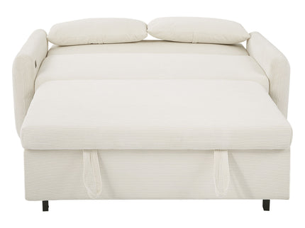Pull-Out 2 Seat Modern Sleeper Sofa With 2 Throw Pillows And USB Ports
