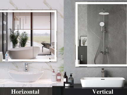 LED Bathroom Vanity Mirror Wall Mounted Adjustable / Warm / Natural Lights Anti-Fog Touch Switch With Memory Modern Smart Large Bathroom Mirrors