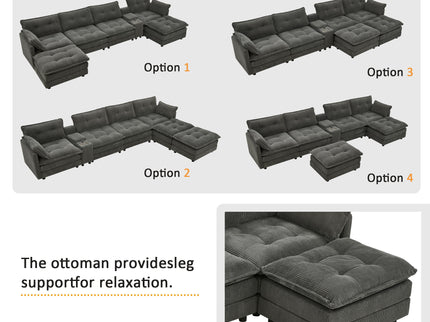 Oversized Modular Sectional Sofa With Multi Functional Console