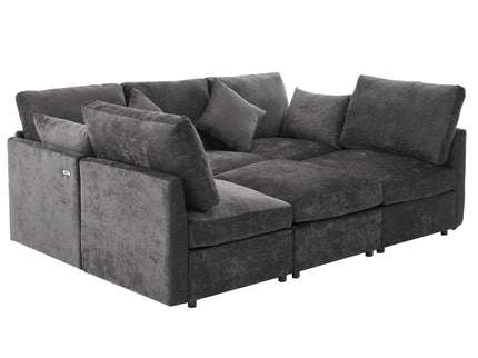 Sectional Sofa Modular U-Shaped With Ottoman & USB Ports