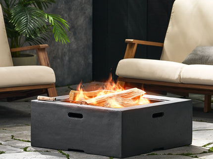 Outdoor Square Mgo Wood Burning Fire Pit - Dark Gray