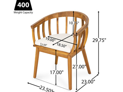 Klismos - Dining Armchair (Set of 2) - Teak / Beige