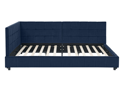 Mid-Century Storage Upholstered Tufted Bed Frame With Backrest And Armrests