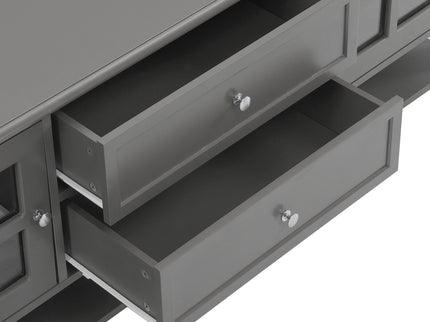 TV Stand, Entertainment Center With Dual Drawers And Hidden Storage, Cabinet With Soft Closing Doors And Sleek Panel Design