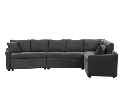 L-Shaped Sofa Convertible Sofa Bed Pull Out Sofa Sleeper With Two Back Pillows, Two USB Ports And Two Power Sockets For Living Room