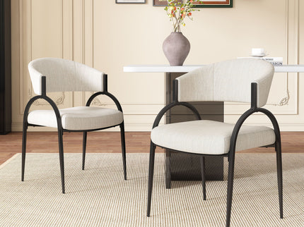 Contemporary Upholstered Dining Chairs With Metal Legs (Set of 2)