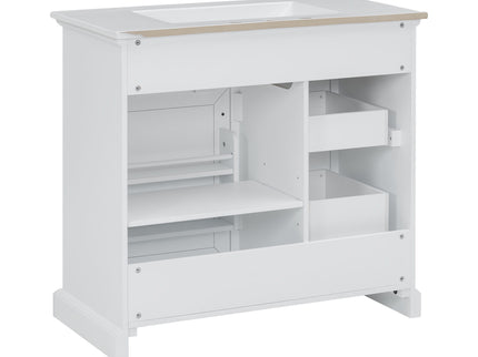 Modern Bathroom Vanity With Sink Top, 4 Drawers And 1 Soft-Close Door