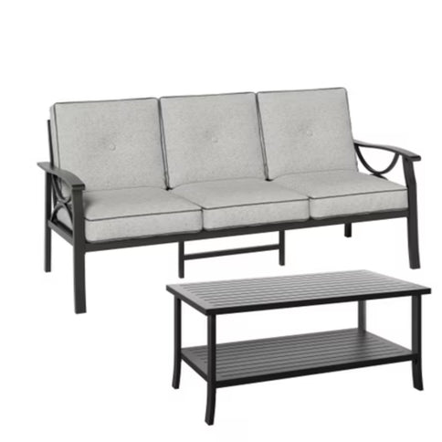 Patio Furniture Set, Coffee Table And Cushions For Backyard