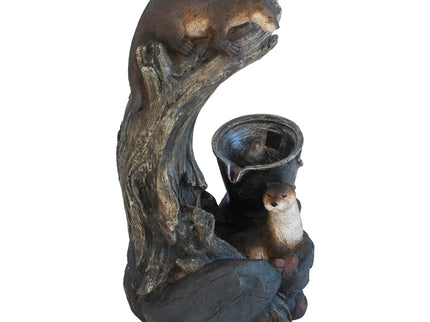Decorative Water Foutain With Otter Design, With Light And Pump, For Indoor And Outdoor - Brown