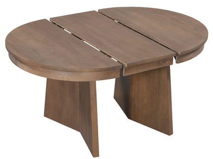 Extendable Round Dining Table Set For 4 With 4 Upholstered Chairs - Beige / Walnut