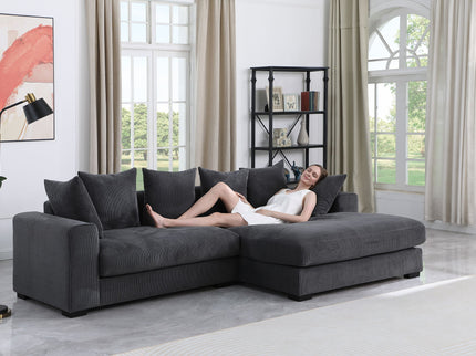 Naomi - 3 Piece Upholstered Sectional - Dark Gray