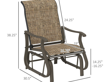 Outdoor Glider Swing Chair With Smooth Motion - Brown / Brown Mix