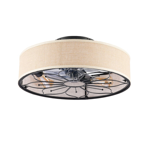 Lotus Bladeless Ceiling Fan With Remote Control For Living Room - Matte Black