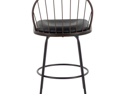 Riley - Claire Farmhouse Fixed Height Counter Stool With Swivel With Round Footrest (Set of 2)