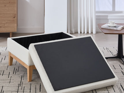 Upholstered Storage Ottoman With Reversible Lid Coffee Table, Foot Stool