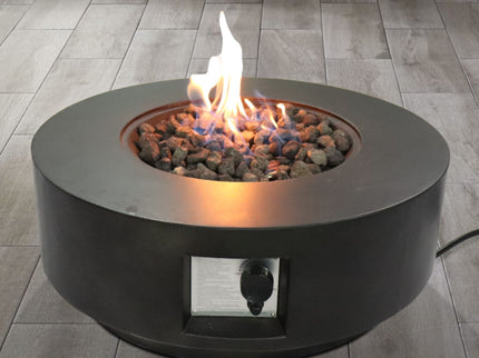 Fiber Reinforced Propane Gas Outdoor Fire Pit Table With Lid - Charcoal