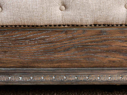 Sleigh Bed With Button Tufted Fabric Headboard And Footboard