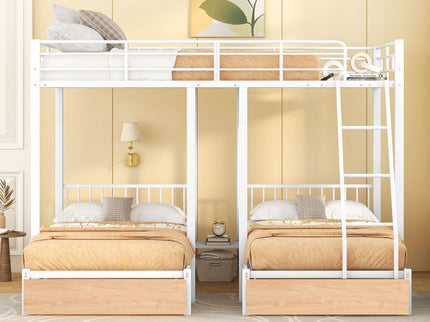 Triple Bunk Bed With Drawers And Guardrails