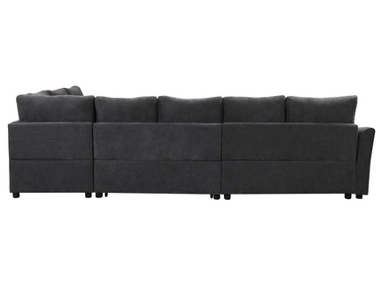 L-Shaped Sofa Convertible Sofa Bed Pull Out Sofa Sleeper With Two Back Pillows, Two USB Ports And Two Power Sockets For Living Room