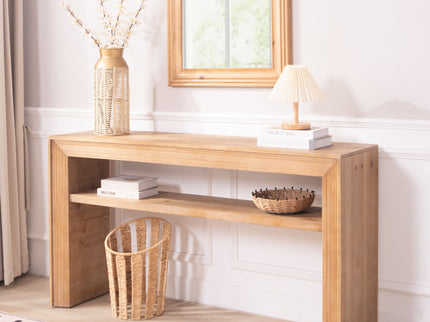 Console Table With Storage Shelf - Antique Natural / Light Natural / Natural