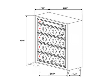 Williams - 5 Drawer Bedroom Chest - Camel