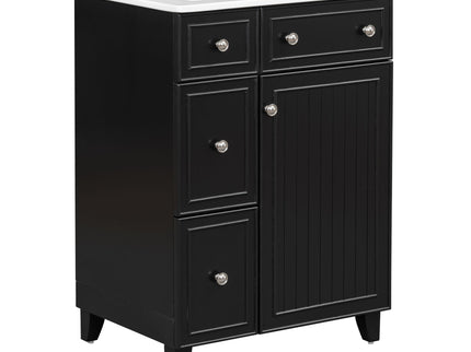 Transitional Style Bathroom Vanity Cabinet With Ceramic Sink