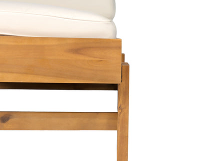 Daybed With Cushion & Pillow, Low Profile Design For Indoor / Outdoor Use - Cream / Teak