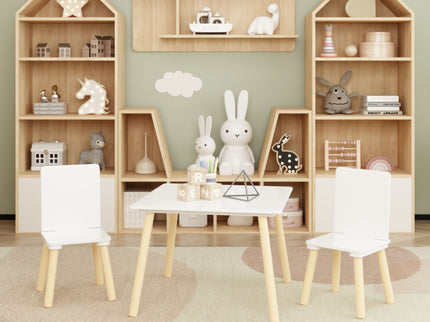 Kids Table And 2 Chairs Set, 3 Piece Toddler Activity Play - White
