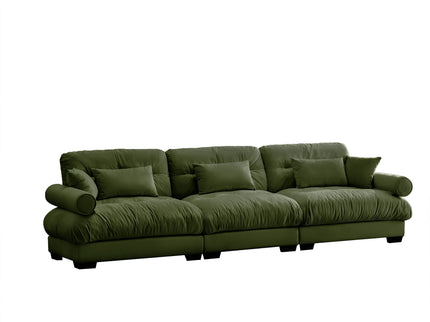 Modern Sofa With Bolstered Armrests And Pillows
