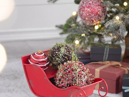 Iron Sleigh Large, Distressed Christmas Santa Sleigh Holiday Decoration