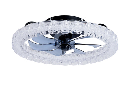 LED Light Source And Remote Control, 3000 - 6500K Dimmable Flush Mount LED Fan Light, 6 Speeds, Quiet DC Motor - Matte Black