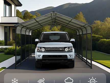 Heavy Duty Carport With Galvanized Roof And Enhanced Base - Anthracite