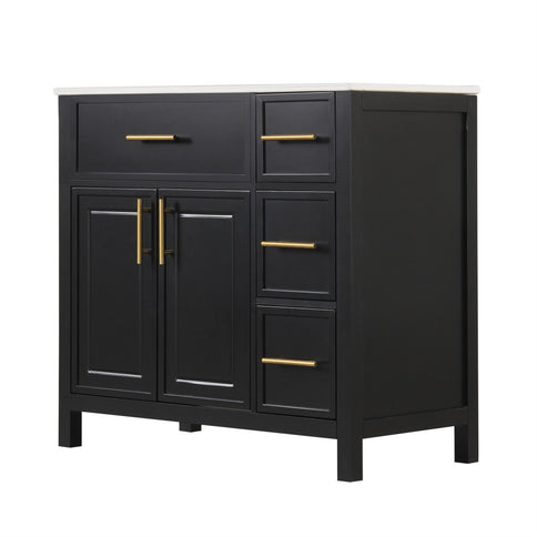 Modern Bathroom Vanity With Sink Top, 2 Doors And 3 Drawers