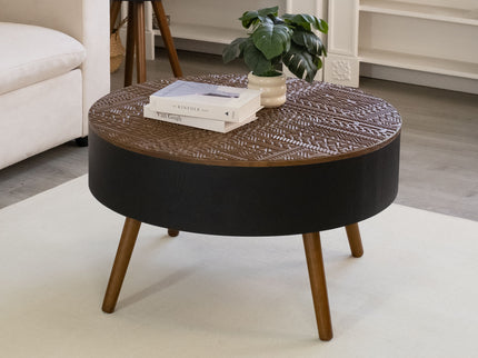 Round Coffee Table With Storage Function For Living Rooms