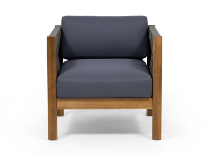 Outdoor Club Chair With Rattan Rope Wave - Dark Gray